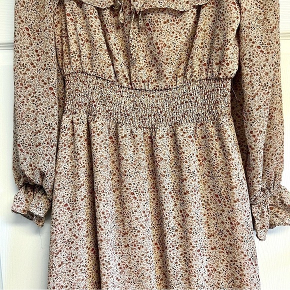 VICI bohemian Ditsy floral tiered maxi smocked waist cottage maxi rust dress M - Picture 5 of 12